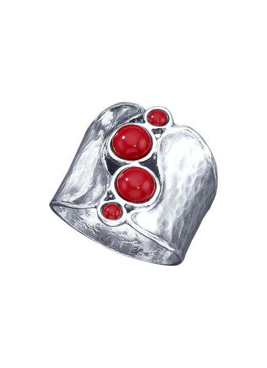 Ringe - Außergewöhnlicher Damenring mit Koralle Ansicht 2 Ringe - Außergewöhnlicher Damenring mit Koralle, in Größe 160 bis 220, in Farbe  Ansicht 2