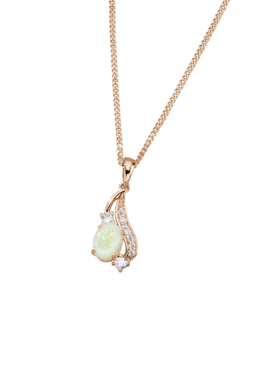 - Anhänger mit Singapurkette, echt Opal und synth. Zirkonia, in Farbe  Ansicht 2