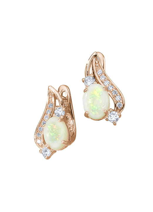 - Ohrringe mit echt Opal und synth. Zirkonia, in Farbe  Ansicht 2