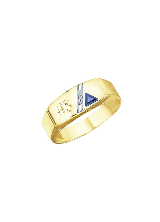 Herren-Identschmuck - Herrenring mit Diamant und Safir Ansicht 2 Herren-Identschmuck - Herrenring mit Diamant und Safir, in Größe 180 bis 240, in Farbe , in Ausführung Herrenring Ansicht 2