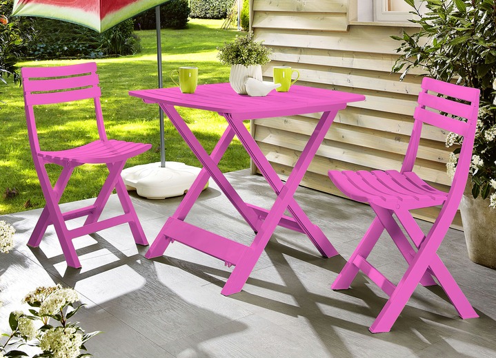 Gartenmöbel - UV-beständiges Balkon-Set, 3-teilig, in Farbe FUCHSIA Ansicht 2