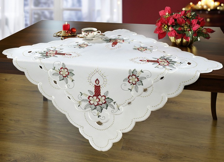 Heimtextilien - Weihnachtliche Tisch- und Raumdekoration, in Größe 130 (Deckchen, 30/ 45 cm) bis 404 (Kissenbezug, 40/ 40 cm), in Farbe WEISS Ansicht 5