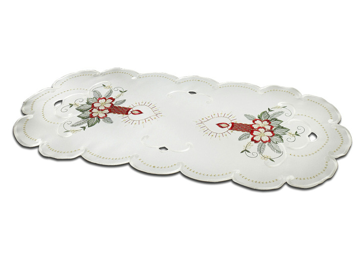 Heimtextilien - Weihnachtliche Tisch- und Raumdekoration, in Größe 130 (Deckchen, 30/ 45 cm) bis 404 (Kissenbezug, 40/ 40 cm), in Farbe WEISS Ansicht 2