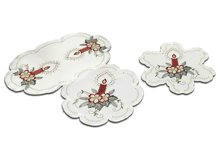 Heimtextilien - Weihnachtliche Tisch- und Raumdekoration, in Größe 130 (Deckchen, 30/ 45 cm) bis 404 (Kissenbezug, 40/ 40 cm), in Farbe WEISS Ansicht 1