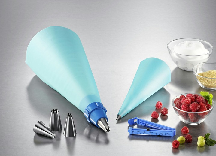 Haushaltshelfer - Spritzbeutel-Set – ideal zum Verzieren von Torten und Gebäck, in Farbe BLAU