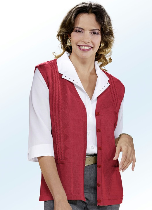 Strickwesten - Strickweste mit Zopfdessin Ansicht 5 Strickwesten - Strickweste mit Zopfdessin, in Größe 038 bis 054, in Farbe BEIGE Ansicht 5