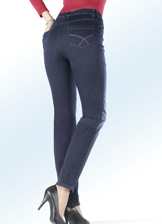 - Superbequeme Jeans in 5-Pocket-Form, in Größe 018 bis 054, in Farbe DUNKELBLAU Ansicht 1