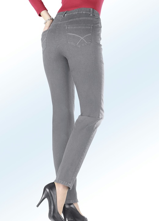 Hosen - Superbequeme Jeans in 5-Pocket-Form, in Größe 018 bis 054, in Farbe GRAU Ansicht 1