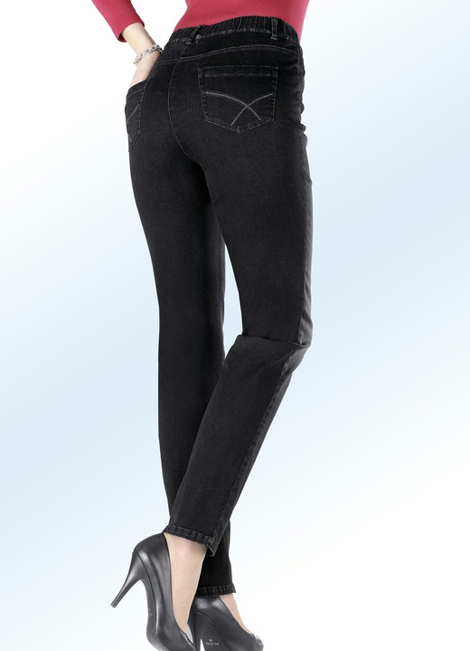 Hosen - Superbequeme Jeans in 5-Pocket-Form, in Größe 018 bis 054, in Farbe SCHWARZ Ansicht 1
