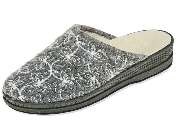 Hausschuhe - Textil-Pantoffel mit schöner Stickerei, in Größe 036 bis 042, in Farbe BORDEAUX Ansicht 7