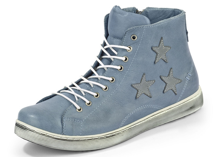 - Andrea Conti Schnür-Stiefelette aus Rind-Nappaleder, in Größe 036 bis 041, in Farbe JEANSBLEU-GRAU Ansicht 1