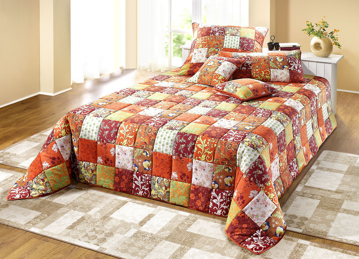 Tagesdecken - Tagesdecken und Kissenbezüge in Patchwork-Optik aus Baumwolle, in Größe 873 (für Einzelbett, 140x210 cm) bis 926 (Kissenbezug, 80x 80 cm), in Farbe BLAU Ansicht 6