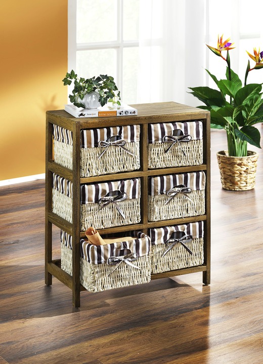 Kleinmöbel - Regal mit sichtbarer Holzstruktur, in Farbe NATUR, in Ausführung Regal mit 6 Körben Ansicht 3