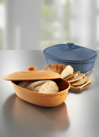 Bräter & Auflaufformen - Römertopf Brottopf aus Naturton, in Farbe TERRACOTTA, in Ausführung Brottopf klein