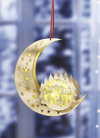 Beleuchteter Mond aus Holz