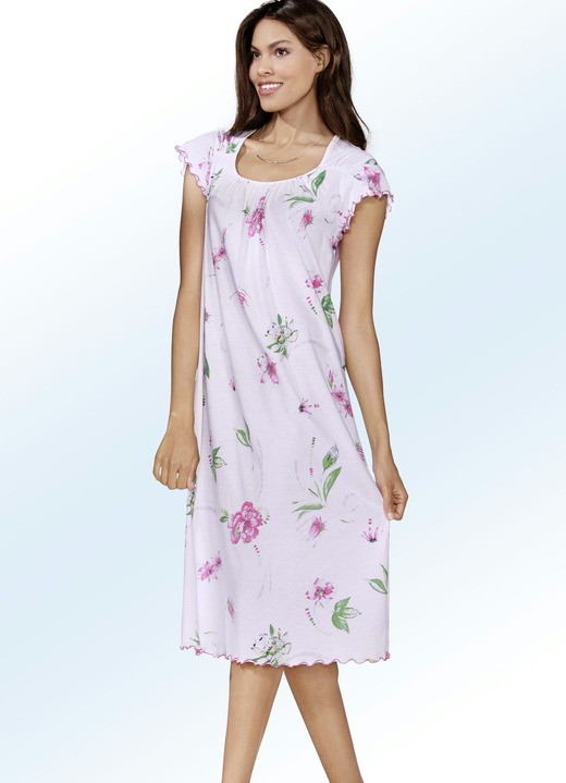 Kurzarm - Zweierpack Nachthemden, Kurzarm mit Rundhals, in Größe 038 bis 062, in Farbe LINDGRÜN/ROSÉ Ansicht 3