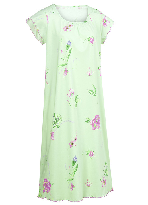 Kurzarm - Zweierpack Nachthemden, Kurzarm mit Rundhals, in Größe 038 bis 062, in Farbe LINDGRÜN/ROSÉ Ansicht 2