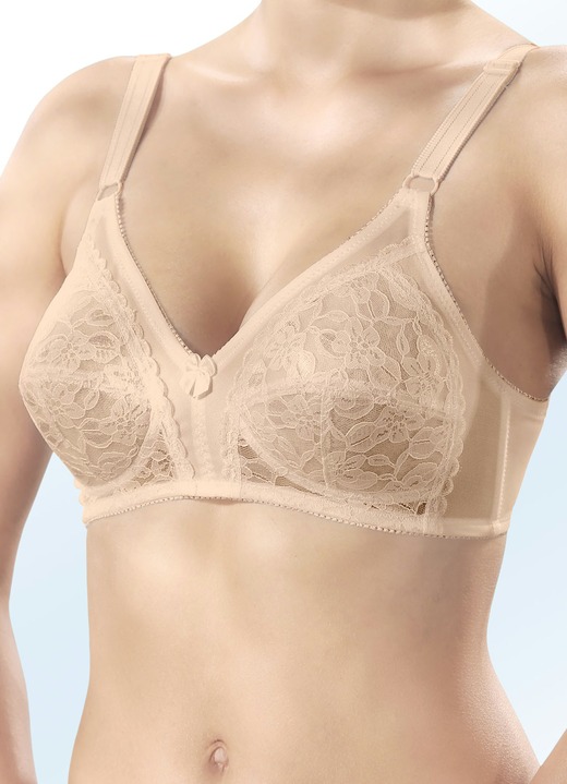 Soft-BH - Sassa Zweierpack-BH mit floraler Spitze im Vorderteil, in Größe 075 bis 100, in Cup B, in Farbe WEISS Ansicht 3