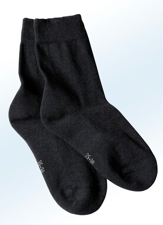 Strümpfe & Strumpfhosen - Sechserpack Socken mit weicher Innensohle, in Größe 1 (Schuhgr. 35-38) bis 3 (Schuhgr. 43-46), in Farbe 2X BLAUTÖNE, 2X GRAUTÖNE, 2X SCHWARZ Ansicht 2