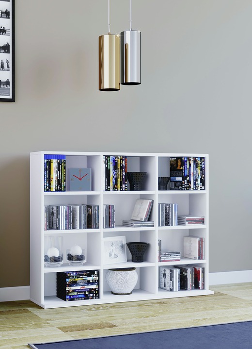 Kleinmöbel - Regal aus Holzstruktur-Nachbildung, in Farbe WEISS-HONIGEICHE, in Ausführung Regal, klein Ansicht 2