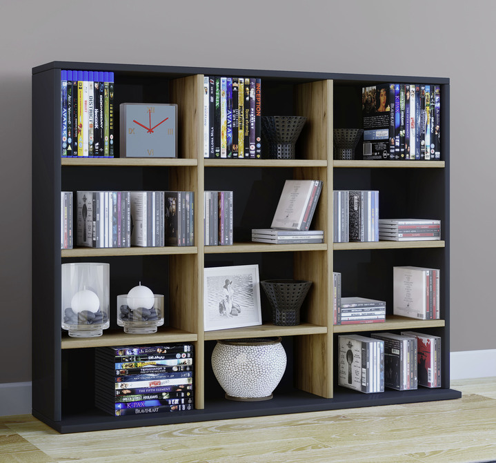 Kleinmöbel - Regal aus Holzstruktur-Nachbildung, in Farbe WEISS-HONIGEICHE, in Ausführung Regal, klein Ansicht 3