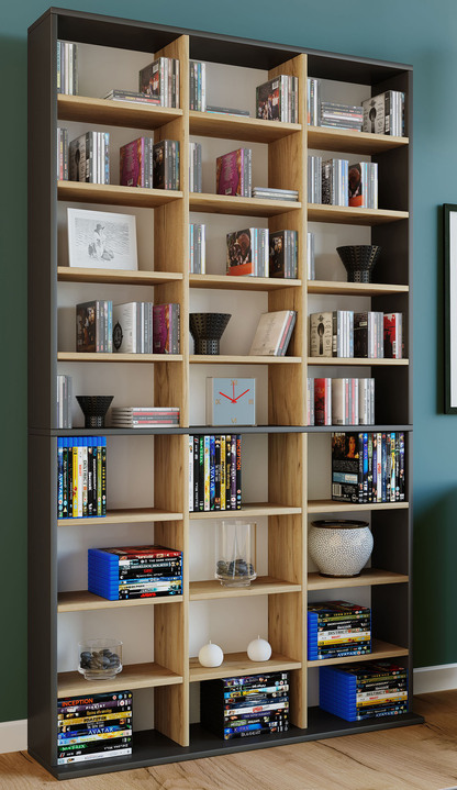 Kleinmöbel - Regal aus Holzstruktur-Nachbildung, in Farbe WEISS-HONIGEICHE, in Ausführung Regal, klein Ansicht 5