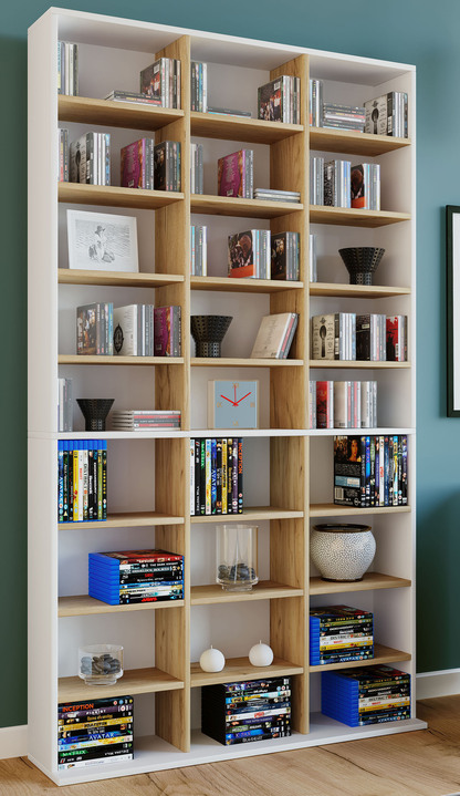 Kleinmöbel - Regal aus Holzstruktur-Nachbildung, in Farbe WEISS-HONIGEICHE, in Ausführung Regal, klein Ansicht 4