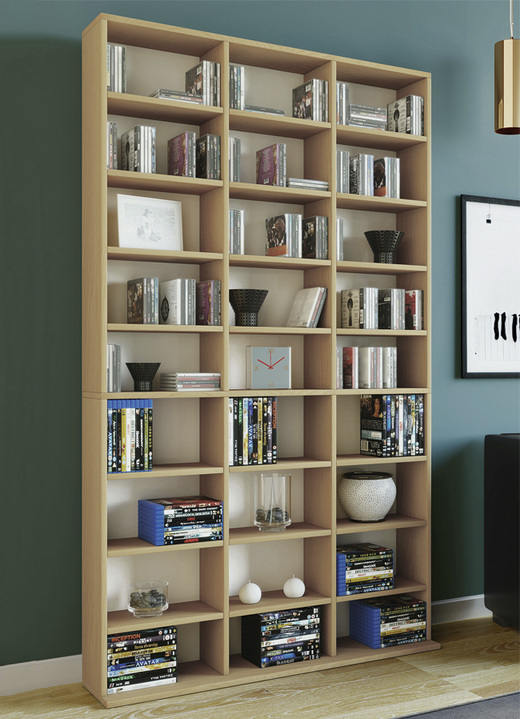 Kleinmöbel - Regal aus Holzstruktur-Nachbildung, in Farbe WEISS-HONIGEICHE, in Ausführung Regal, klein Ansicht 9