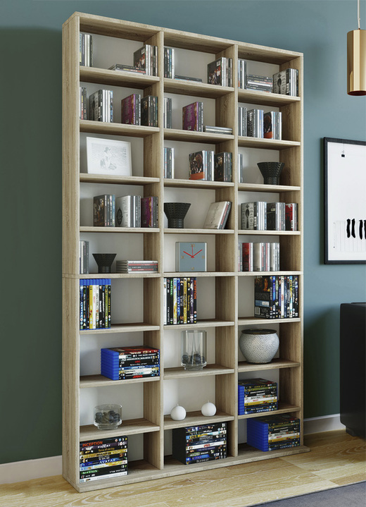 Kleinmöbel - Regal aus Holzstruktur-Nachbildung, in Farbe WEISS-HONIGEICHE, in Ausführung Regal, klein Ansicht 12