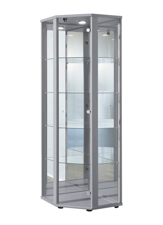 Möbel - Eck-Vitrine mit LED-Beleuchtung Ansicht 3 Möbel - Eck-Vitrine mit LED-Beleuchtung, in Farbe SCHWARZ Ansicht 3