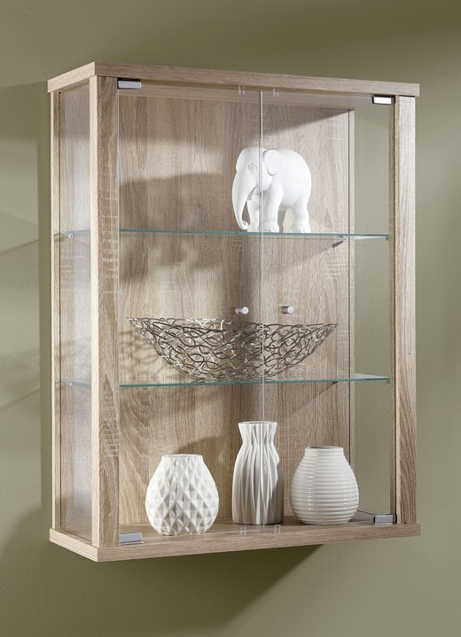 Möbel - Hängevitrine mit ESG-Sicherheitsglas Ansicht 2 Möbel - Hängevitrine mit ESG-Sicherheitsglas, in Farbe SCHWARZ, in Ausführung ohne LED-Beleuchtung Ansicht 2