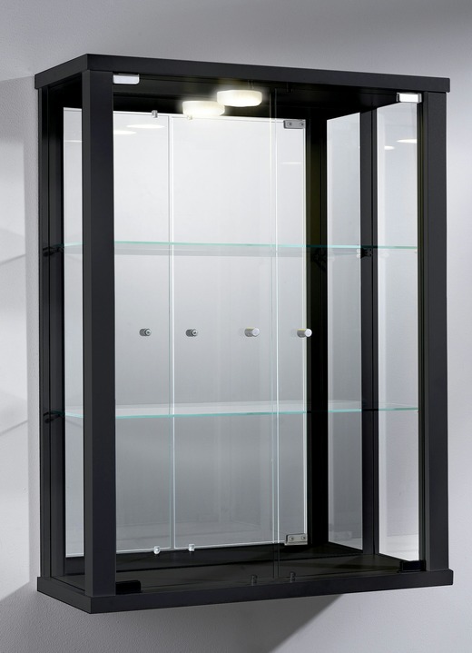 Möbel - Hängevitrine mit ESG-Sicherheitsglas Ansicht 8 Möbel - Hängevitrine mit ESG-Sicherheitsglas, in Farbe SCHWARZ, in Ausführung ohne LED-Beleuchtung Ansicht 8
