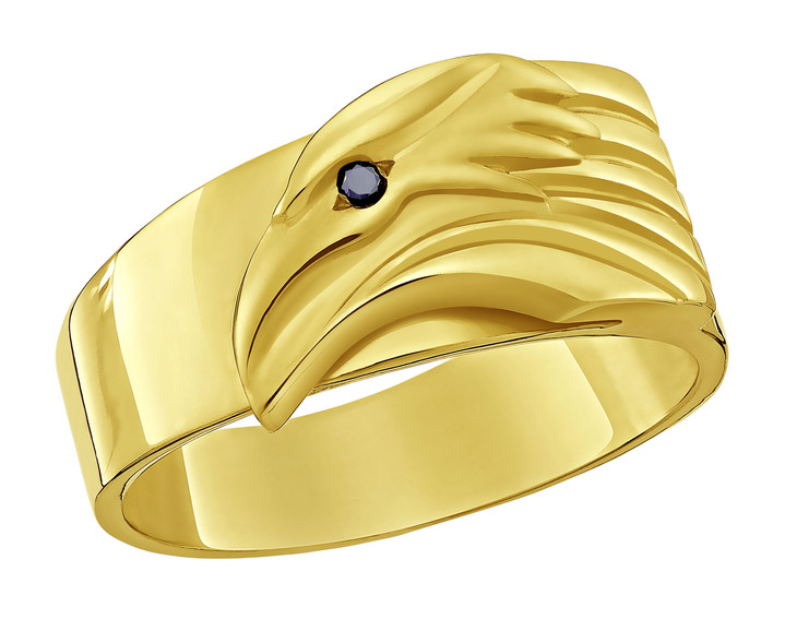 - Adlerkopf Herrenring mit schwarzem Diamant, in Größe 180 bis 240, in Farbe  Ansicht 2