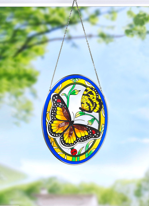 Bilder - Glasbild mit Metallrahmen und Metallkette, in Farbe GELB