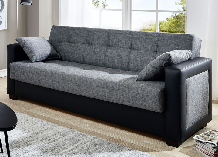 Schlafsofas - Schlafsofa Inklusive Kissen, in Farbe BRAUN-BEIGE Ansicht 3