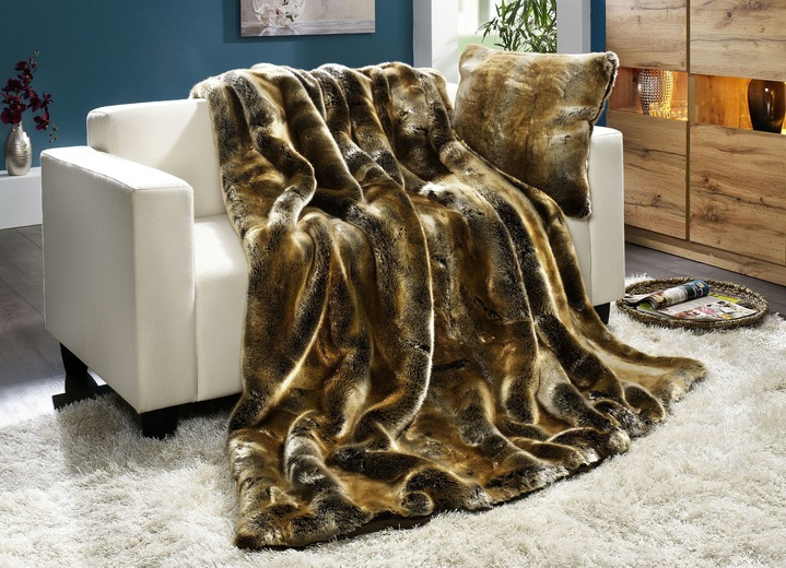 Decken - Wohn-Accessoires aus naturgetreuem Langhaar-Webpelz Ansicht 3 Decken - Wohn-Accessoires aus naturgetreuem Langhaar-Webpelz, in Größe 215 (Felldecke, 150x200 cm) bis 910 (Kissen mit Füllung, 45x 45 cm), in Farbe POLARFUCHS, in Ausführung Polarfuchs Ansicht 3