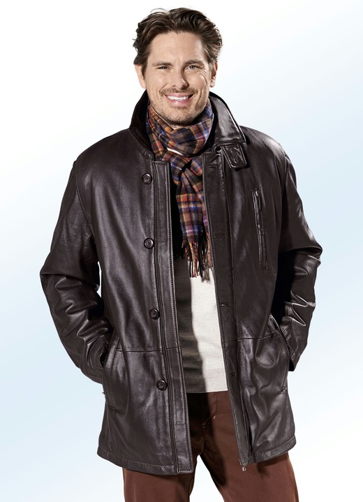 Lederjacken - Lederjacke mit Reißverschluss-Doppeltaschen Lederjacken - Lederjacke mit Reißverschluss-Doppeltaschen, in Größe 046 bis 062, in Farbe BORDEAUX