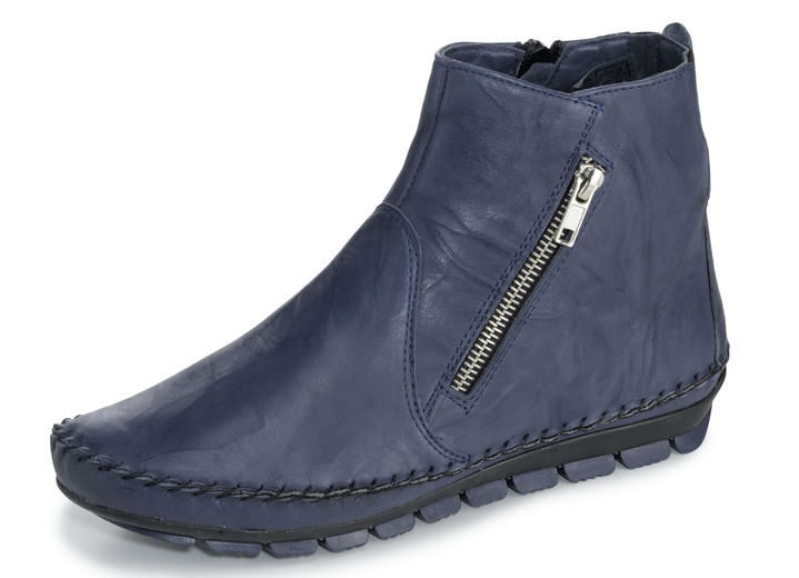 Stiefel & Stiefeletten - Gemini Mokassin-Stiefelette mit Zier-Reißverschluss, in Größe 036 bis 042, in Farbe BLAU Ansicht 1