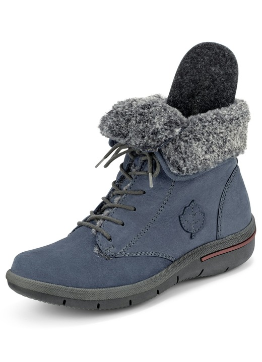Stiefel & Stiefeletten - Waldläufer Schnür-Stiefelette mit kuscheligem Webpelzkragen, in Größe 3 1/2 bis 8, in Farbe JEANSBLAU Ansicht 2