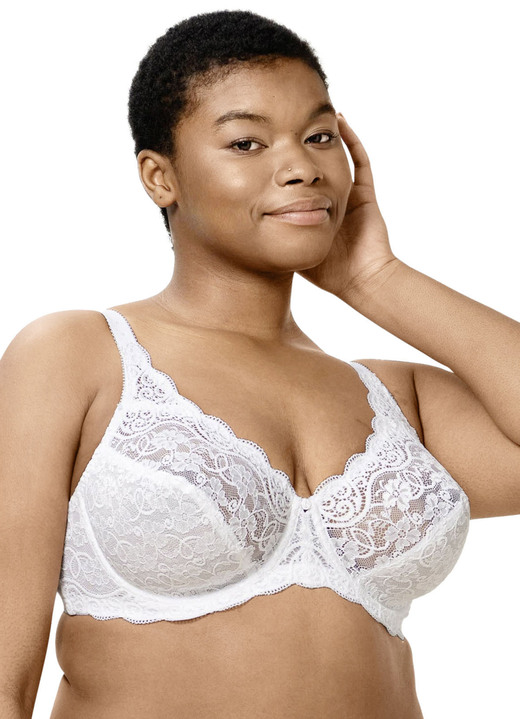 Damen - Triumph Amourette Bügel-BH mit Elastikspitze, in Größe 075 bis 100, in Cup D, in Farbe WEISS Ansicht 2