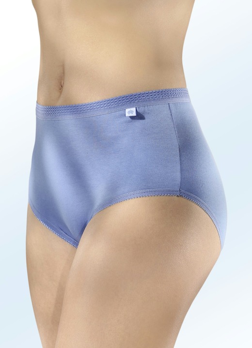 Slips - Sechserpack Slips mit elastischen Abschlüssen Ansicht 3 Slips - Sechserpack Slips mit elastischen Abschlüssen, in Größe 040 bis 060, in Farbe 3X JEANSBLAU-WEISS-MARINE, 3X JEANSBLAU Ansicht 3