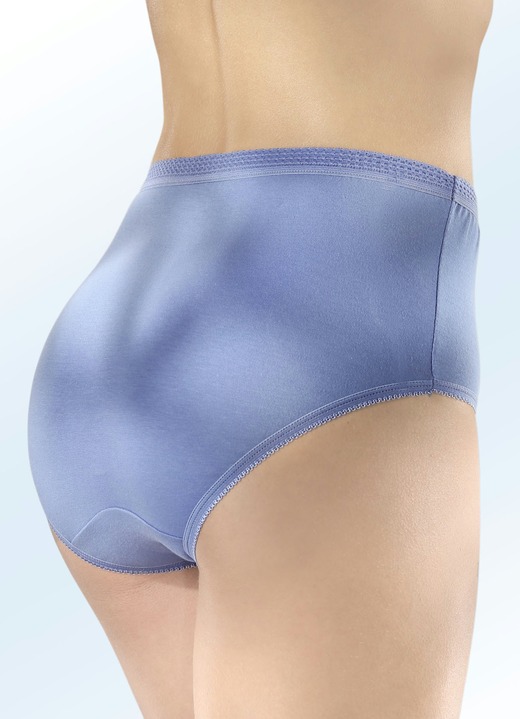 Slips - Sechserpack Slips mit elastischen Abschlüssen Ansicht 4 Slips - Sechserpack Slips mit elastischen Abschlüssen, in Größe 040 bis 060, in Farbe 3X JEANSBLAU-WEISS-MARINE, 3X JEANSBLAU Ansicht 4