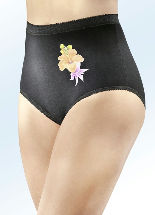 Slips - Fünferpack Slips mit Blumenmotiv, in Größe 040 bis 060, in Farbe SCHWARZ Ansicht 1