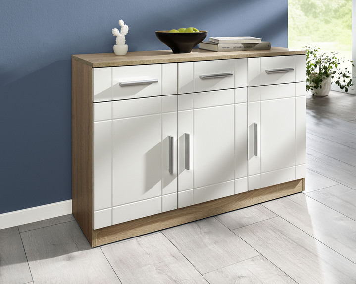 Möbel - Moderne Kommode mit matten Tiefzieh-Fronten, in Farbe GRAU-EICHE, in Ausführung Kommode, 2-türig Ansicht 3