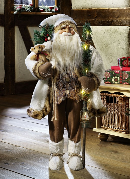 Weihnachten - Weihnachtsmann mit beleuchtetem Wanderstock, in Farbe CREME-BRAUN