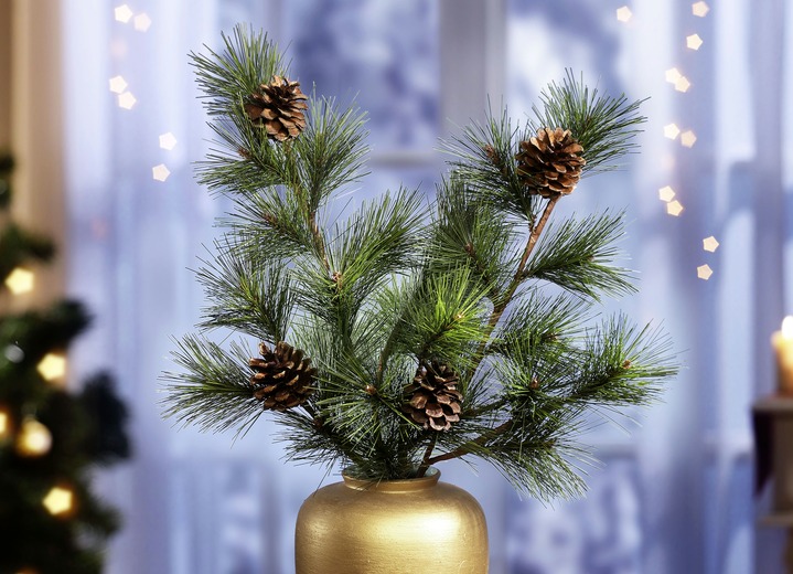 Gestecke & Kränze - Kiefernzweige mit echten Zapfen, 2er-Set, in Farbe GRÜN Ansicht 1