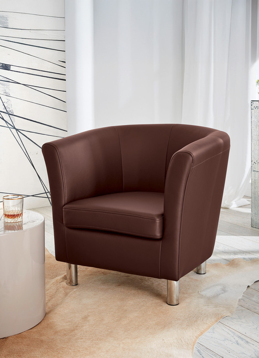 Sessel - Edler Sessel auf stabilem Holzgrundgestell, in Farbe SCHLAMM Ansicht 4