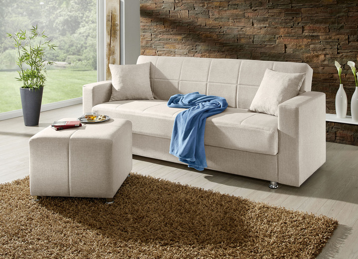 Schlafsofas - Klick-Klack-Sofa mit Hocker und Dekokissen, in Farbe BLAU Ansicht 7