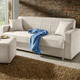 Schlafsofas - Klick-Klack-Sofa mit Hocker und Dekokissen, in Farbe BLAU – Farbe BEIGE – Ansicht 1