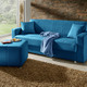 Schlafsofas - Klick-Klack-Sofa mit Hocker und Dekokissen, in Farbe BLAU – Farbe BLAU – Ansicht 1